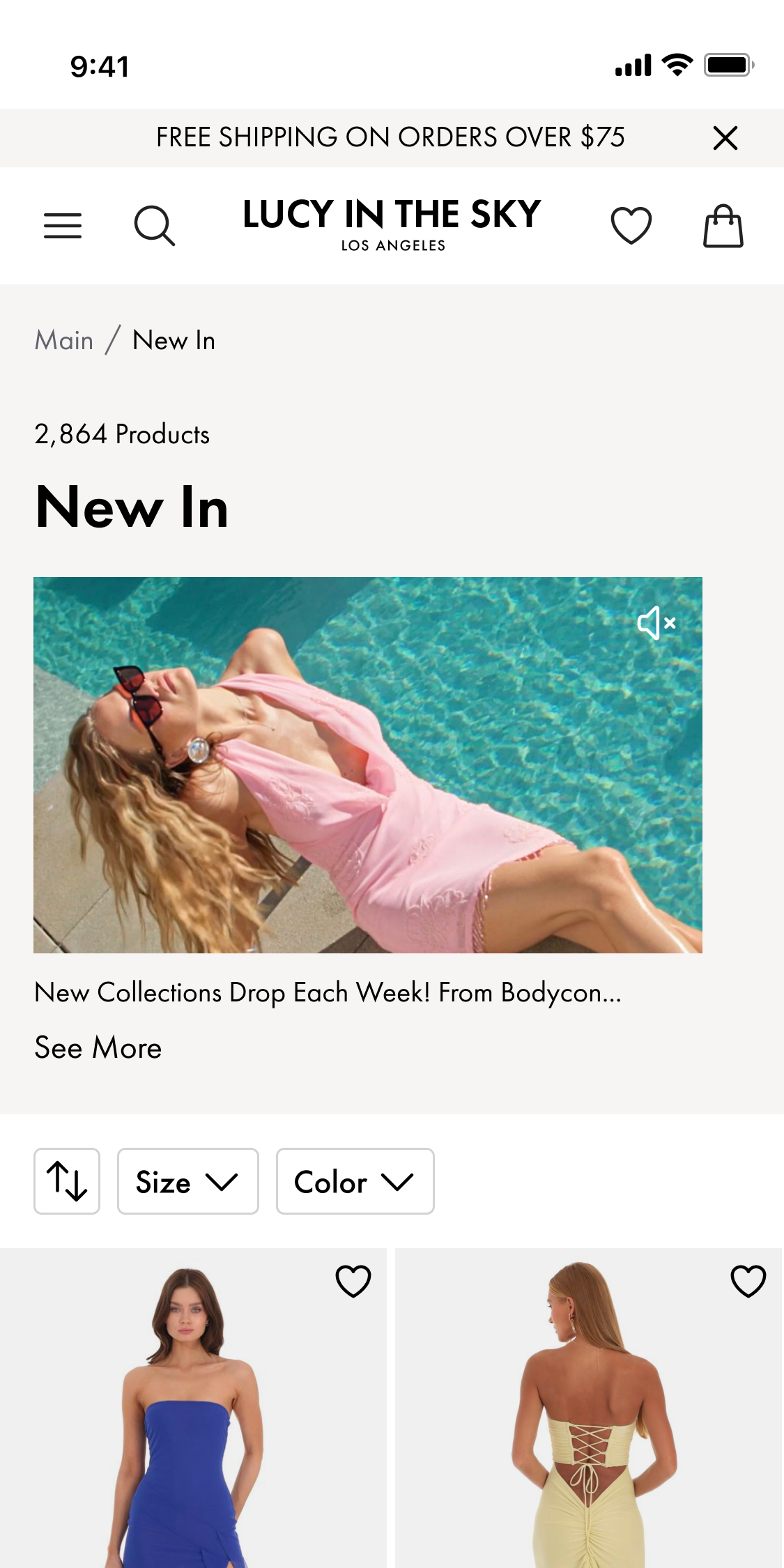 Mobile web — New In catalogue surfaced above the fold