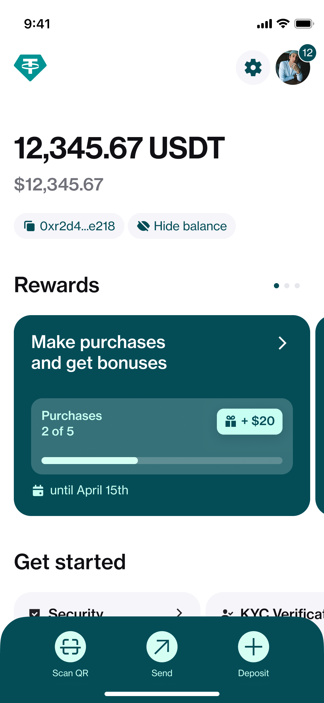 Dashboard — balances and token holdings